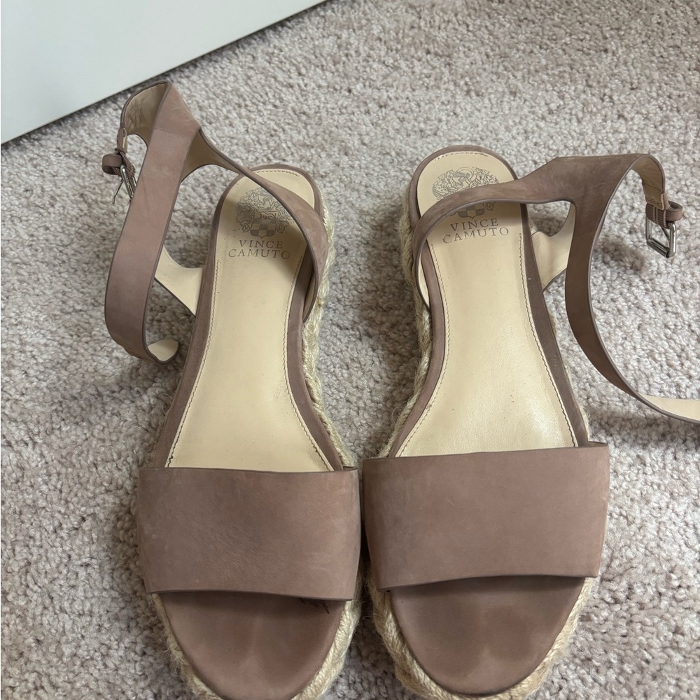 Vince Camuto Tan Espadrille Sandals with Ankle Strap